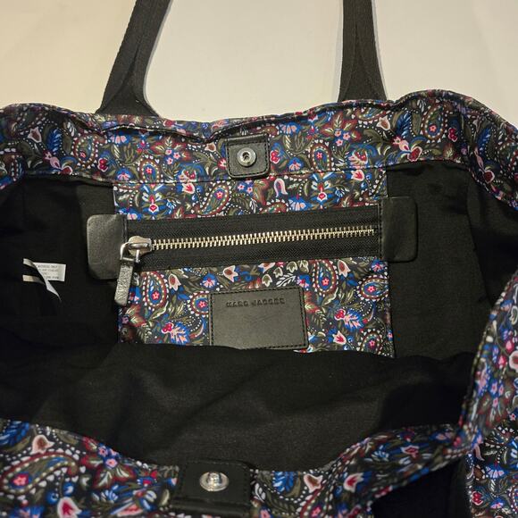 Marc Jacobs Garden Paisley Snap Top Lightweight Nylon Tote Bag Black Trim - Picture 6 of 10